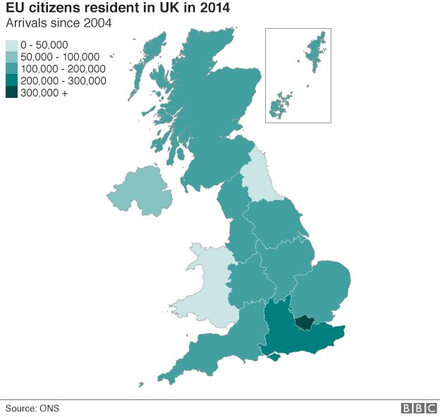 Graphic of EU citizens resident in UK in 2014