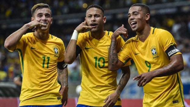 Coutinho, Neymar y Gabriel Jesus