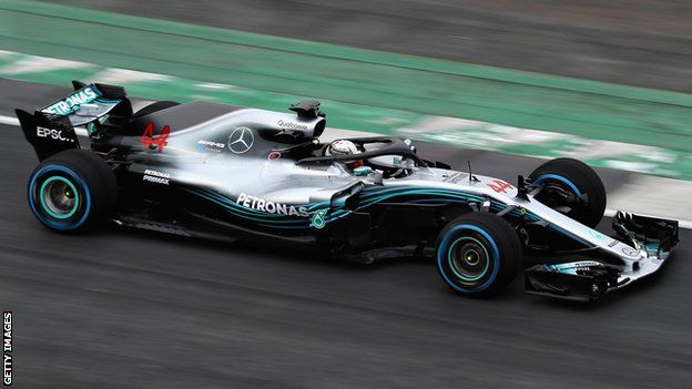 Lewis Hamilton in Mercedes new 2018 season car.