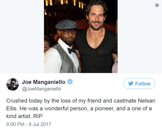 US actor Joe Manganiello tweets: