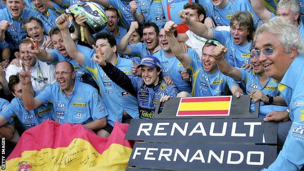 Fernando Alonso celebrates winning world title