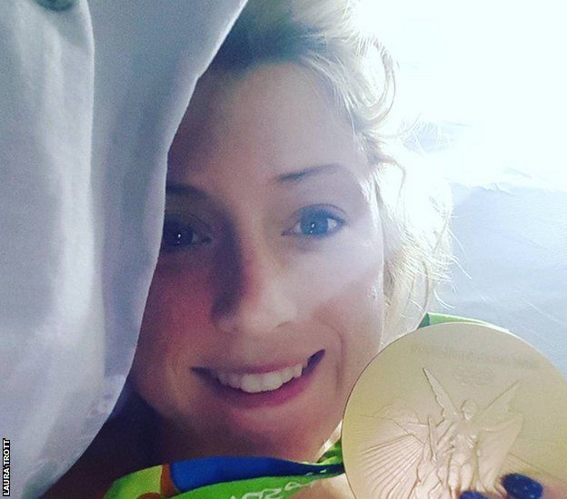 Laura Trott with her Rio 2016 gold medal