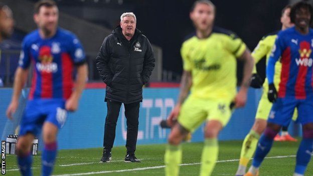 Manager Steve Bruce watches a Newcastle game against Crystal Palace