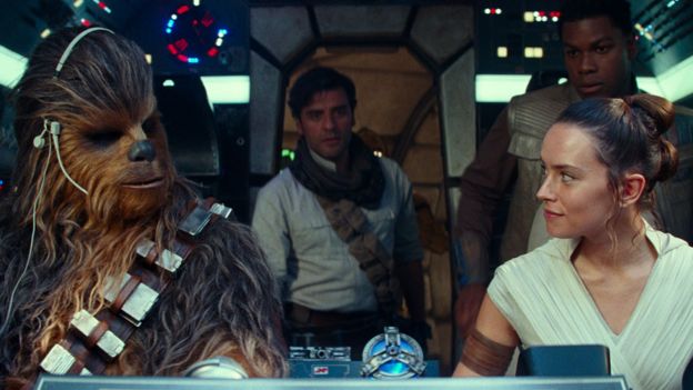 Joonas Suotomo, Oscar Isaac, Daisy Ridley and John Boyega in Star Wars: The Rise of Skywalker