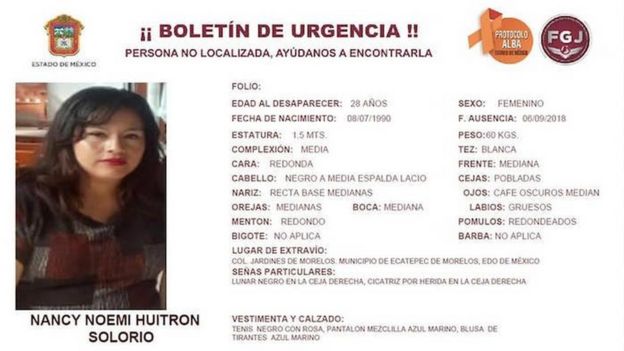 Cartel de persona perdida de Nancy Huitron