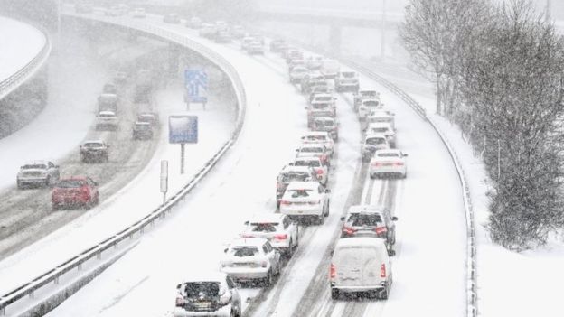 Carreteras congestionadas en Glasgow.