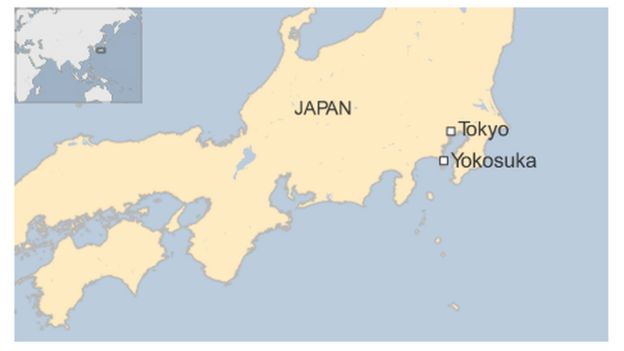 Map of Japan showing Yokosuka