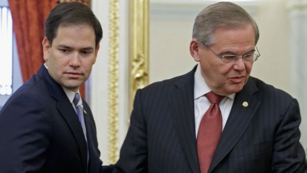 Senadores Marco Rubio y Bob Menéndez