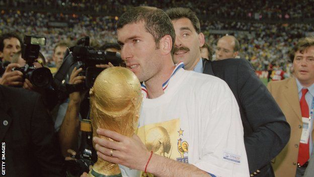 Zidane with the World Cup trophy