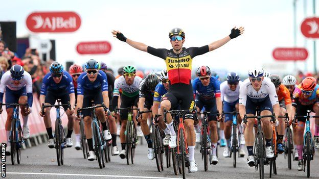 Belgium's Wout van Aert claims victory on the final stage of the Tour of Britain