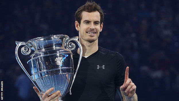 Andy Murray celebrates winning the ATP Finals in 2016 and becoming the year-end world number one