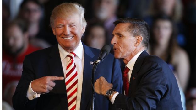 Donald Trump and Michael Flynn on campaign trail in 2016