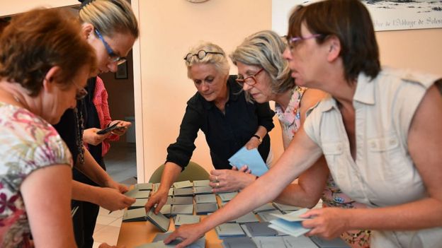 Votes counted in Le Touquet, northern France, 11 June 2017