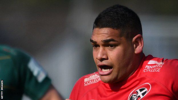 Sam Matavesi (centre) last appeared for Cornish Pirates as a replacement against Nottingham on Sunday in the Championship Cup
