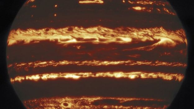 Una imagen infrarroja de Júpiter