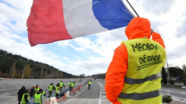 Protesto realizado no dia 9 de dezembro em região próxima a Marseille, na França