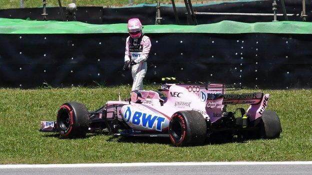 Esteban Ocon abandons the Brazilian Grand Prix