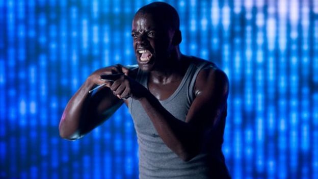 Daniel Kaluuya acting in Black Mirror's Fifteen Million Merits