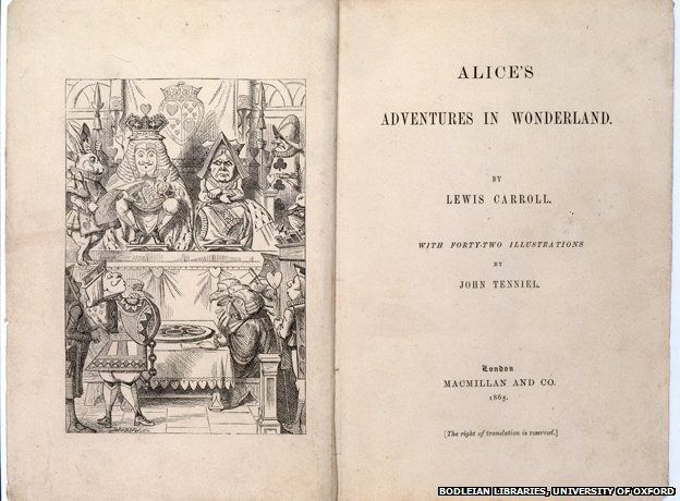 Rare first edition of Alice's Adventures In Wonderland on display