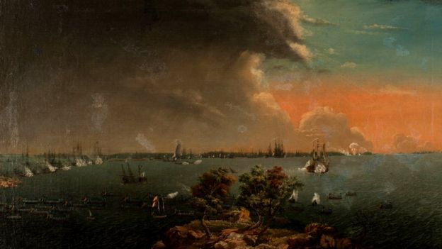 Segunda batalla ruso-sueca de Svensksund el 10 de julio de 1790. Artista: Johan Tietrich Schoultz, (1754-1807).