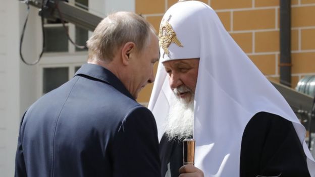 Putin com líder da Igreja Ortodoxa