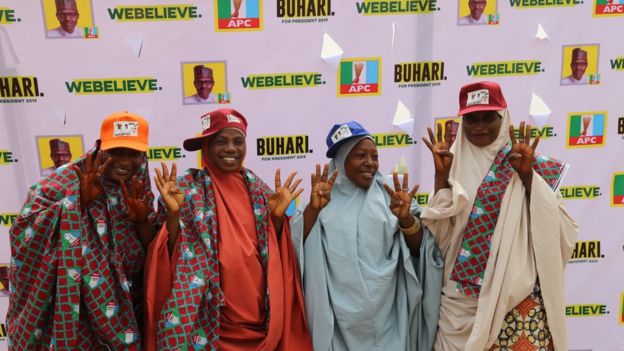 Supporters of President Buhari in Abuja, Nigeria