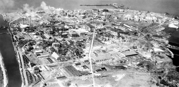 An aerial photograph of DuPont's Deepwater factory site, where tetraethyl lead (TEL) was developed