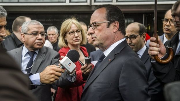 Mr Hollande was speaking as he visited a cultural institute in Paris on Saturday with Morocco's King Mohammed VI