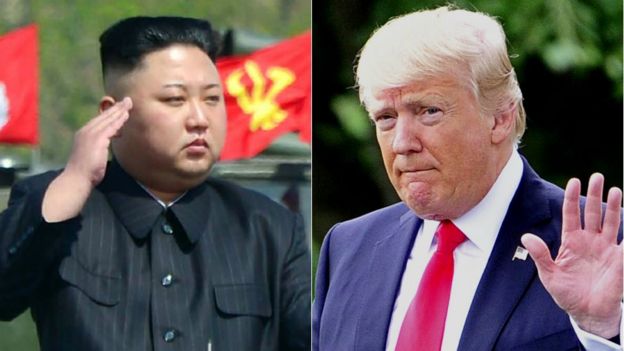 Kiongozi wa Korea Kaskazini na rais wa marekani Donald Trump