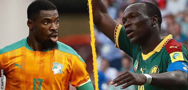 Ivory Coast captain Serge Aurier and Cameroon skipper Vincent Aboubakar