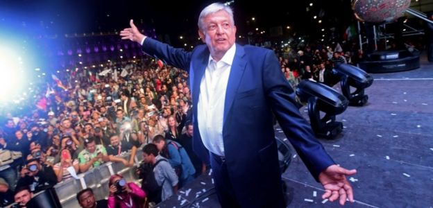 Mr López Obrador with supporters in Zocalo Square