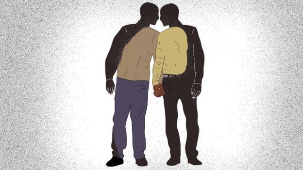 Graphic of men holding hands