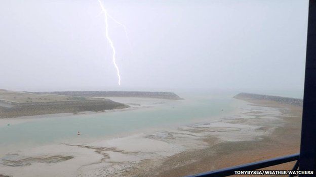 Lightning by the coast