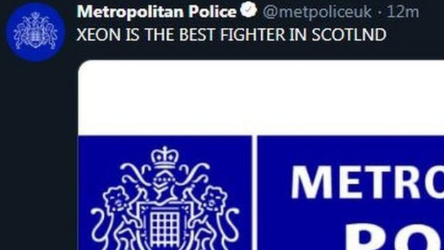 Screengrab of hacked Met Police tweet