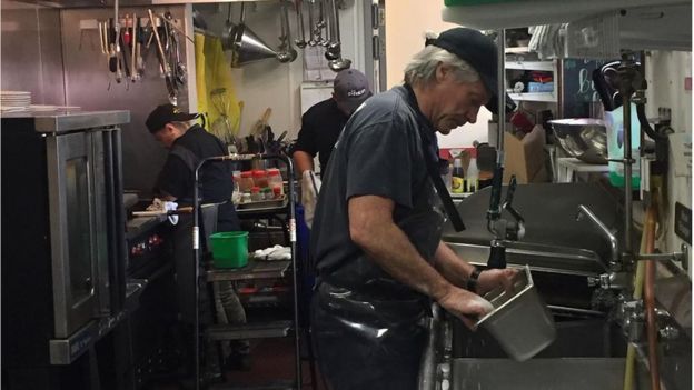 Bon Jovi in his food kitchen
