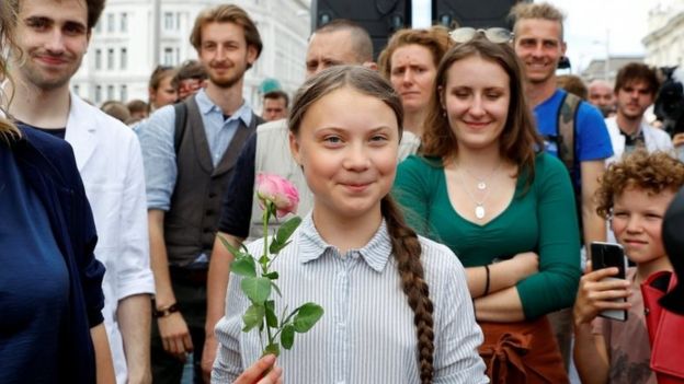 Greta Thunberg Viyana'daki bir gösteride