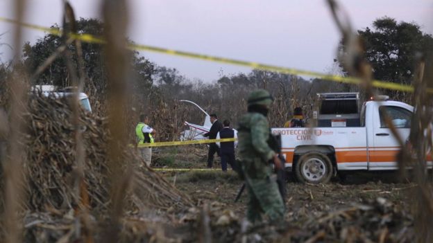 Lugar del acccidente de helicÃ³ptero en Puebla, MÃ©xico