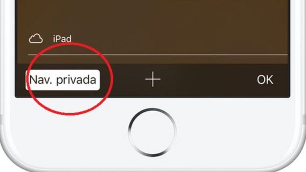 Ativação de navegação privada no iPad
