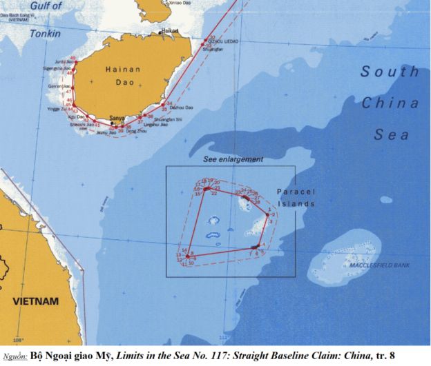 Đường cơ sở thẳng do TQ tự công bố quanh quần đảo Hoàng Sa