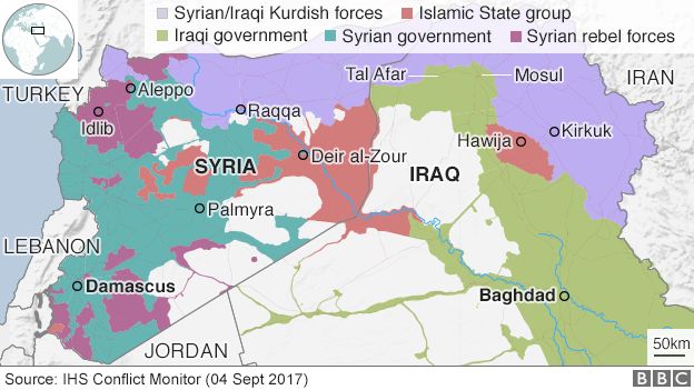 Map showing control of Iraq and Syria (4 September 2017)