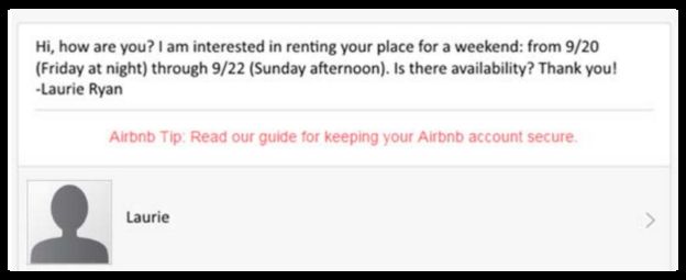 Message sent to AirBnB host