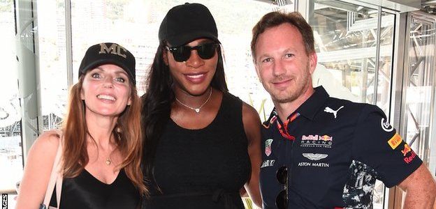 Serena Williams with Christian and Geri Horner