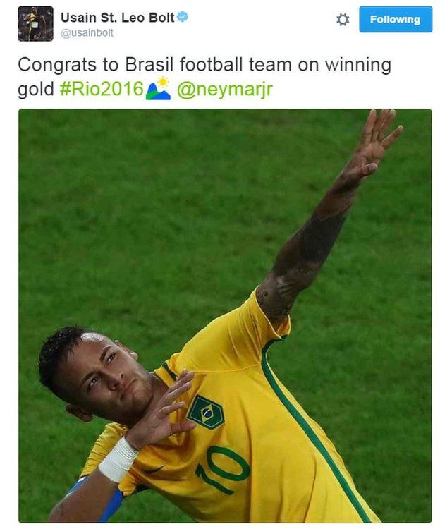 Neymar borrowed Usian Bolt's celebration