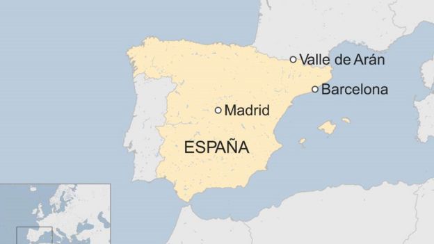 Mapa de España y el Valle de Aran