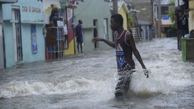 Streets were flooded in the Dominican town of Santiago de los Caballeros