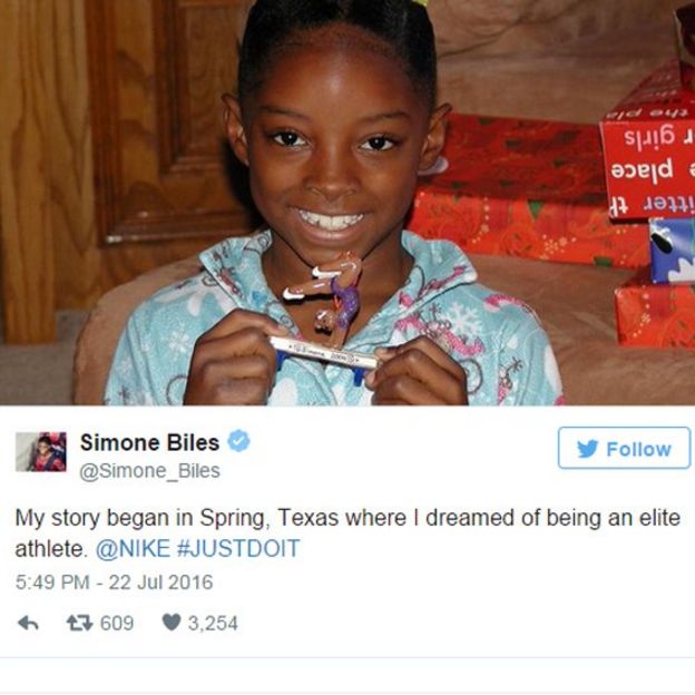 Simone Biles cuando era niña