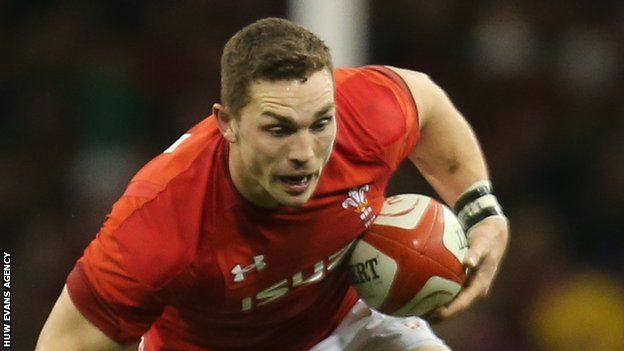 George North tries to break a tackle for Wales