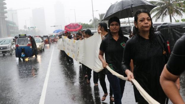 Women protest in Colombo