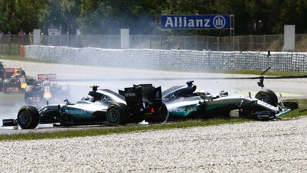 The two Mercedes drivers collided on the first lap of this year's Spanish GP