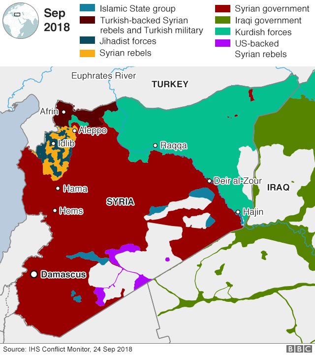 Map showing control of Syria and western Iraq (24 September 2018)